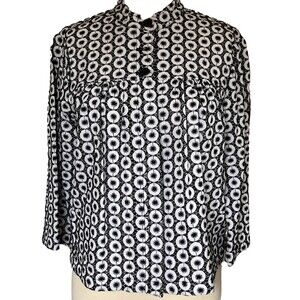 Jones New York Black & White Floral Eyelet Lace Blazer Jacket